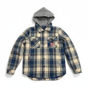 NFL New York Giants Hooded Flannel Jacket – Men’s Small – Quilted Lined
